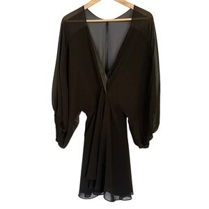 Mara Hoffman Black Chiffon Balloon Sleeve Mini Dress